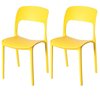 Fabulaxe Modern Plastic Outdoor Dining Chair with Open Curved Back, Yellow, PK 2 QI004227.YL.2
